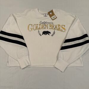 Cal Berkeley Golden Bears Threads 91 Varsity Crop Sweatshirt White Large NWT